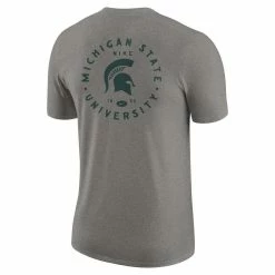 Nike Men's Heather Gray Michigan State Spartans Logo 2-Hit Tri-Blend T-Shirt -Nike Sales DSCO1149805280 1927 ALT3