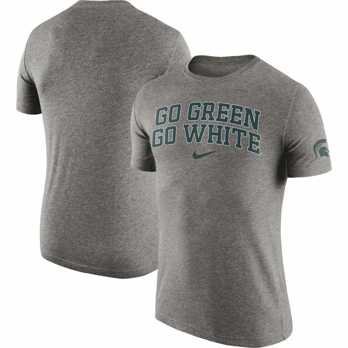 Nike Men's Heathered Gray Michigan State Spartans 2-Hit Tri-Blend T-Shirt 2 Nike Men's Heathered Gray Michigan State Spartans 2-Hit Tri-Blend T-Shirt - Image 2