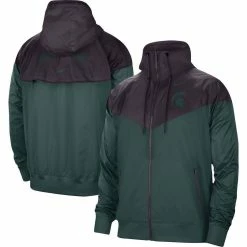 Nike Men's Charcoal/Green Michigan State Spartans Windrunner Raglan Full-Zip Jacket