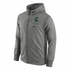 Nike Men's Heathered Gray Michigan State Spartans Logo Stack Performance Full-Zip Hoodie -Nike Sales DSCO1152759141 1927 ALT2