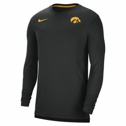 Men's Nike Heather Charcoal Iowa Hawkeyes 2022 Coach Performance Long Sleeve V-Neck T-Shirt -Nike Sales DSCO1153011207 4135 ALT2