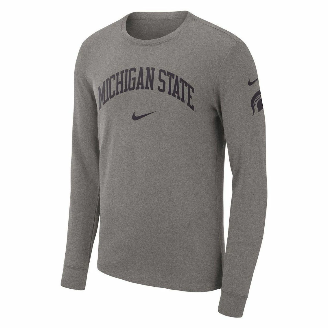 Men's Nike Heather Gray Michigan State Spartans Arch 2-Hit Long Sleeve T-Shirt 3 Men's Nike Heather Gray Michigan State Spartans Arch 2-Hit Long Sleeve T-Shirt - Image 3
