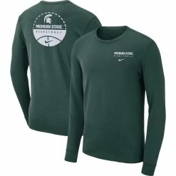 Nike Men's Green Michigan State Spartans Basketball Court Two-Hit Long Sleeve T-Shirt