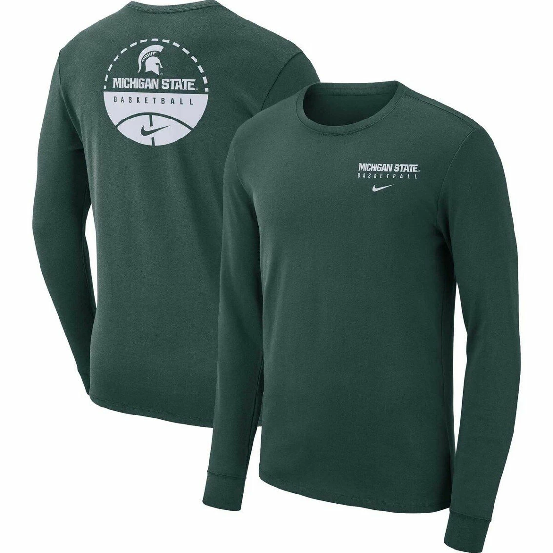 Nike Men's Green Michigan State Spartans Basketball Court Two-Hit Long Sleeve T-Shirt 2 Nike Men's Green Michigan State Spartans Basketball Court Two-Hit Long Sleeve T-Shirt - Image 2