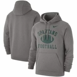 Men's Nike Heathered Gray Michigan State Spartans Football Club Pullover Hoodie