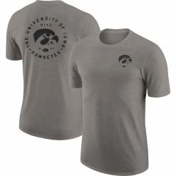 Nike Men's Heather Gray Iowa Hawkeyes Logo 2-Hit Tri-Blend T-Shirt