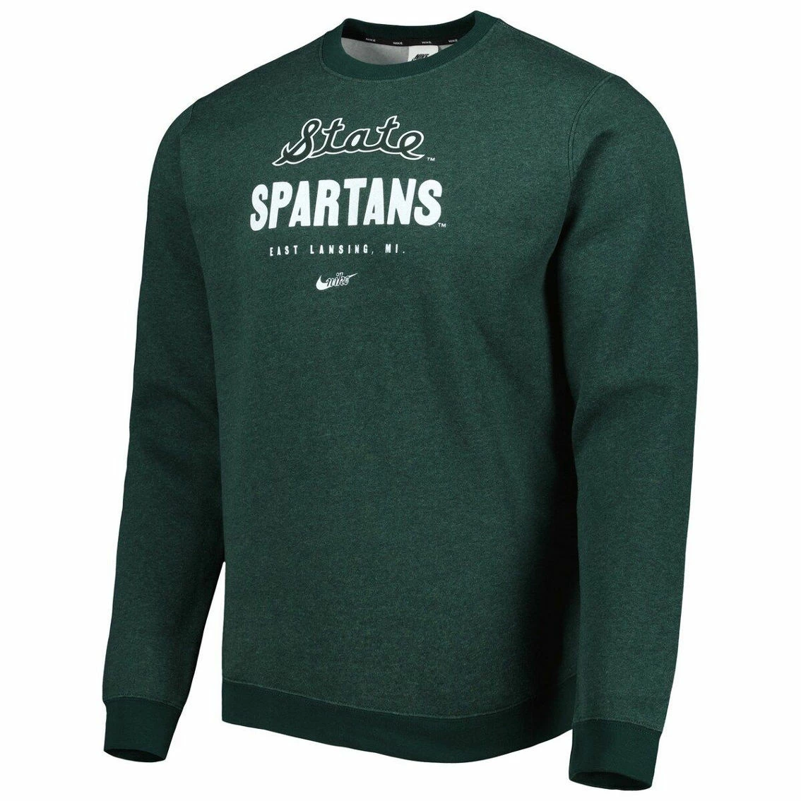 Nike Men's Heather Green Michigan State Spartans Vault Stack Club Fleece Pullover Sweatshirt 3 Nike Men's Heather Green Michigan State Spartans Vault Stack Club Fleece Pullover Sweatshirt - Image 3
