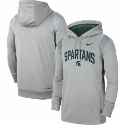 Nike Men's Gray Michigan State Spartans 2022 Game Day Sideline Performance Pullover Hoodie