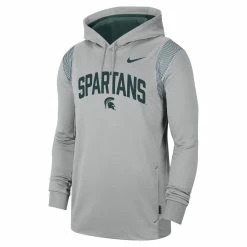 Nike Men's Gray Michigan State Spartans 2022 Game Day Sideline Performance Pullover Hoodie -Nike Sales DSCO1155047432 1927 ALT2