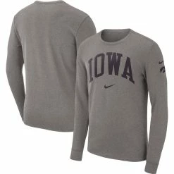 Nike Men's Heather Gray Iowa Hawkeyes Arch 2-Hit Long Sleeve T-Shirt
