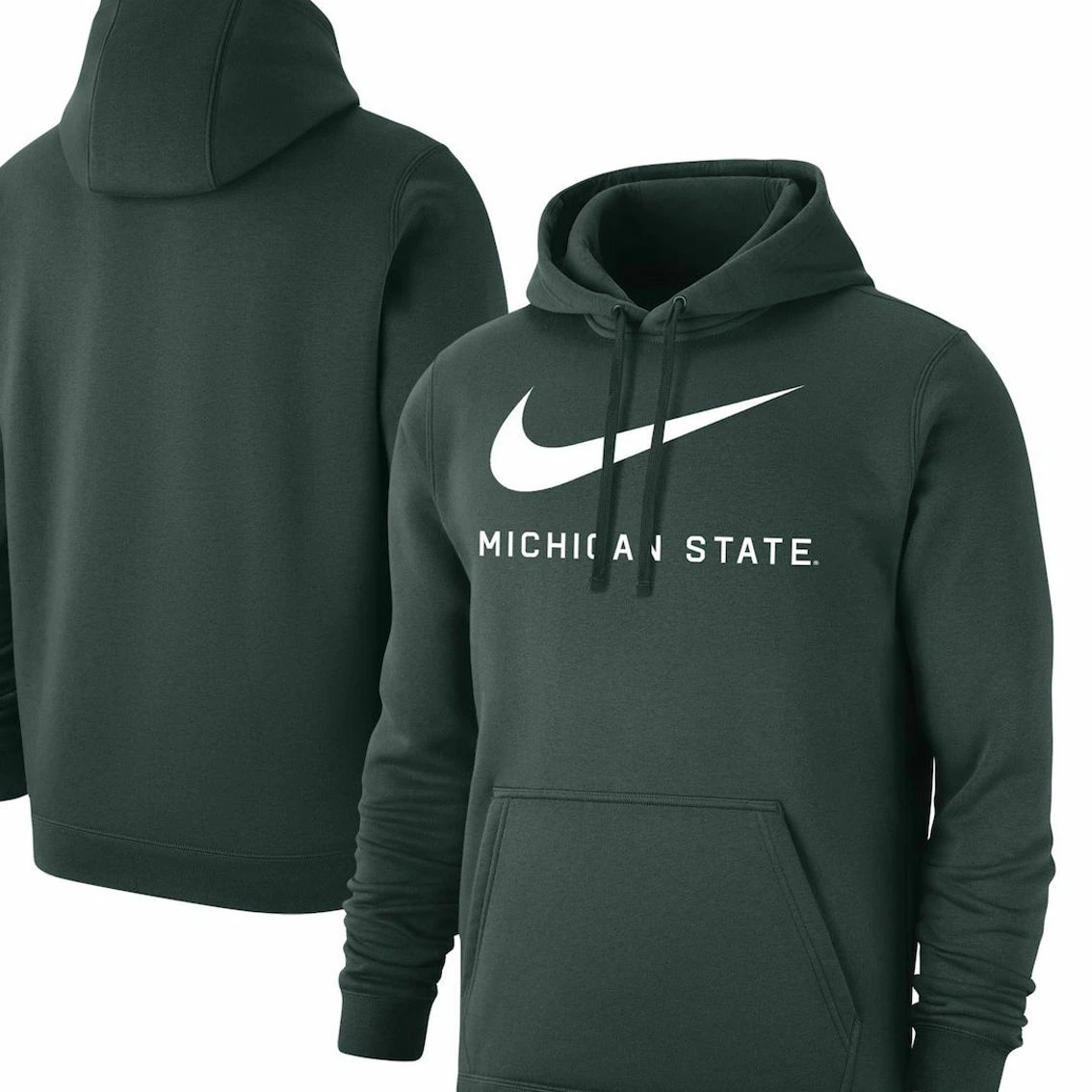 Nike Men's Green Michigan State Spartans Big Swoosh Club Pullover Hoodie 1 Nike Men's Green Michigan State Spartans Big Swoosh Club Pullover Hoodie