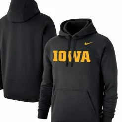 Nike Men's Black Iowa Hawkeyes Wordmark Logo Club Pullover Hoodie