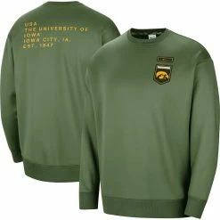 Nike Women's Olive Iowa Hawkeyes Military Collection All-Time Performance Crew Pullover Sweatshirt