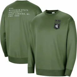 Nike Women's Olive Michigan State Spartans Military Collection All-Time Performance Crew Pullover Sweatshirt