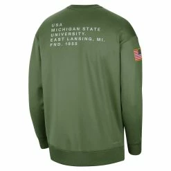 Nike Women's Olive Michigan State Spartans Military Collection All-Time Performance Crew Pullover Sweatshirt -Nike Sales DSCO1160102440 2068 ALT3